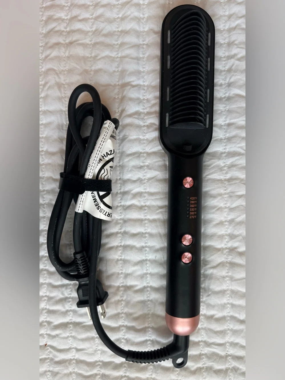 Wavytalk Sleek Sweep Ionic Hair Straightener Brush Rose Gold Black EUC